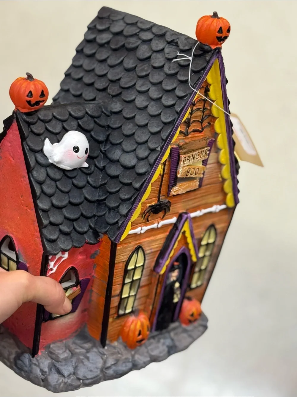 Halloween Haunted House Decorative Figurine in Orange, Black & Purple